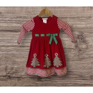 Bonnie Jean Red Christmas Tree Dress Toddler Girls Size 4T